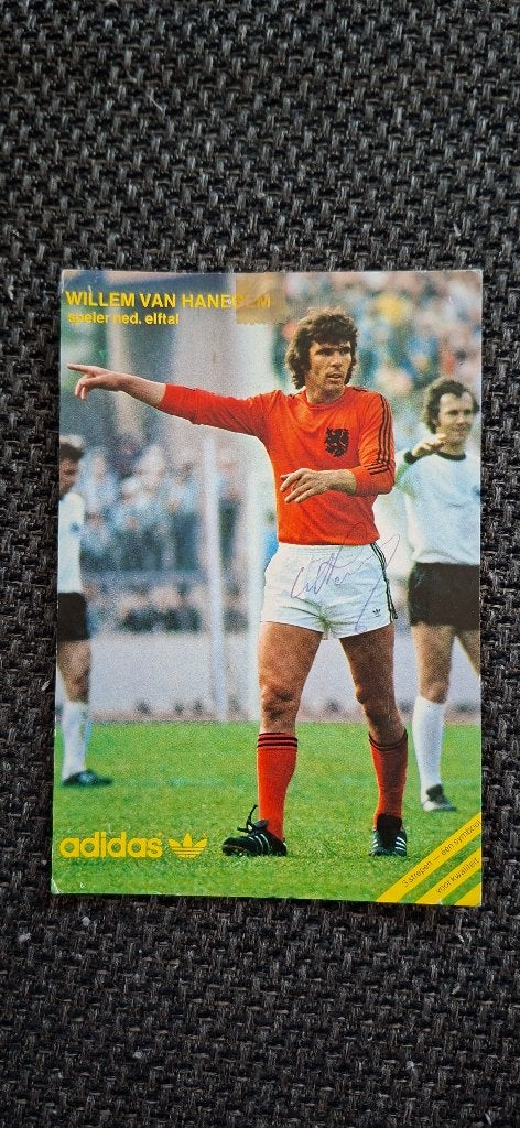 Spelerskaart met handtekening Willem van Hanegem # Feyenoord, Verzamelen, Ophalen of Verzenden, Gebruikt, Feyenoord, Spelerskaart