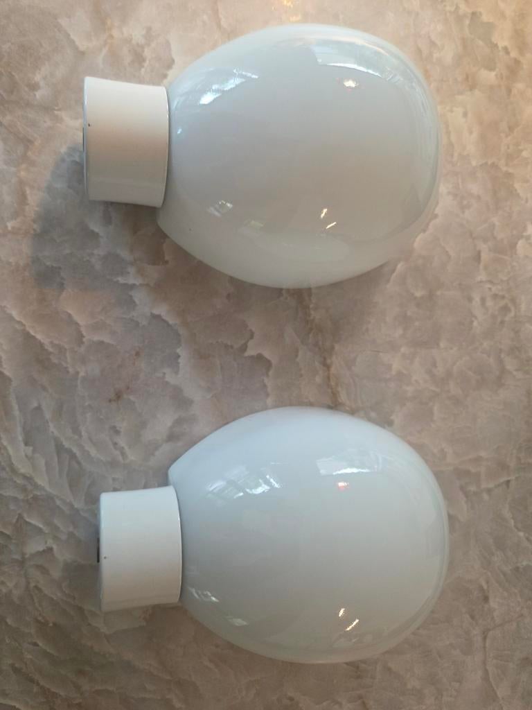 Wandlampjes Opaline glas Art Deco Midcentury, Huis en Inrichting, Lampen | Wandlampen, Ophalen of Verzenden, Zo goed als nieuw