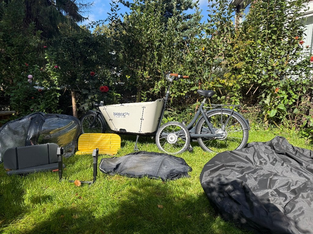 Babboe City Bakfiets met huif en accessoires, Fietsen en Brommers, Gebruikt, Huif, 2 kinderen, Schijfrem