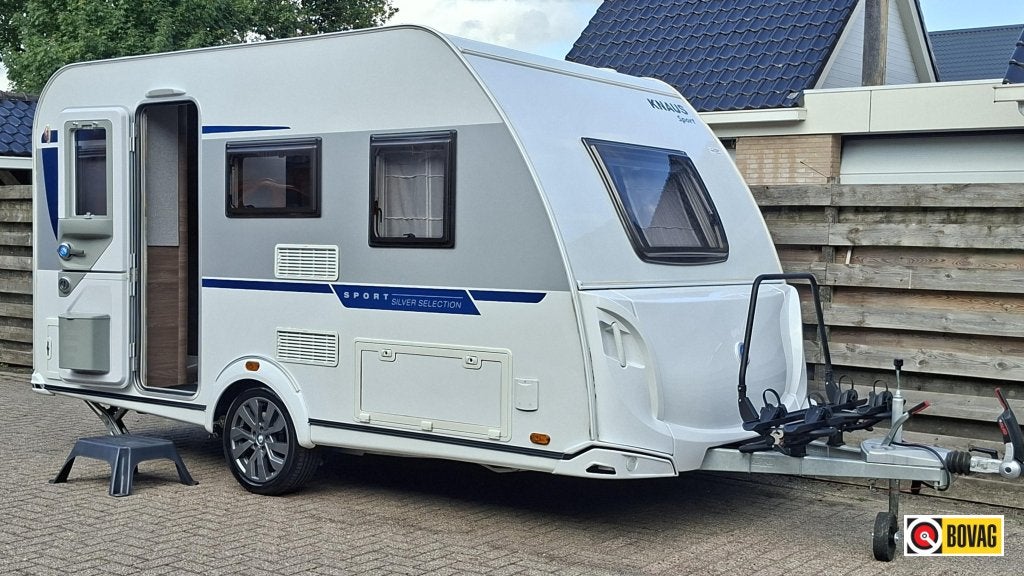 Knaus Sport Silver Selection 400 QD Mover, voortent en Fiets, Schokbreker, Dwarsbed, Bedrijf, Treinzit