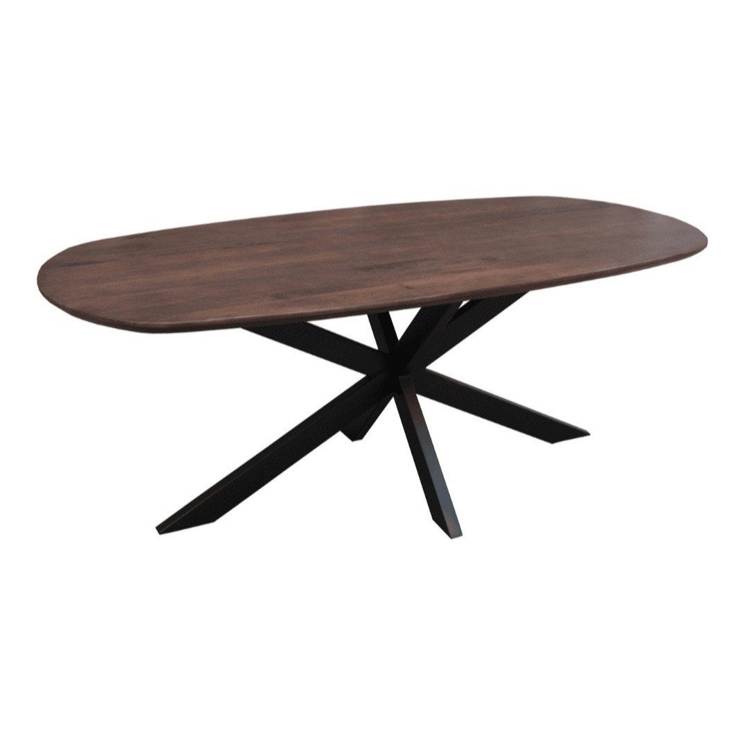 NIEUW IN DOOS: Oldinn Wonen Eettafel Deens Ovaal Walnoot, Ophalen, 50 tot 100 cm, Metaal, Ovaal