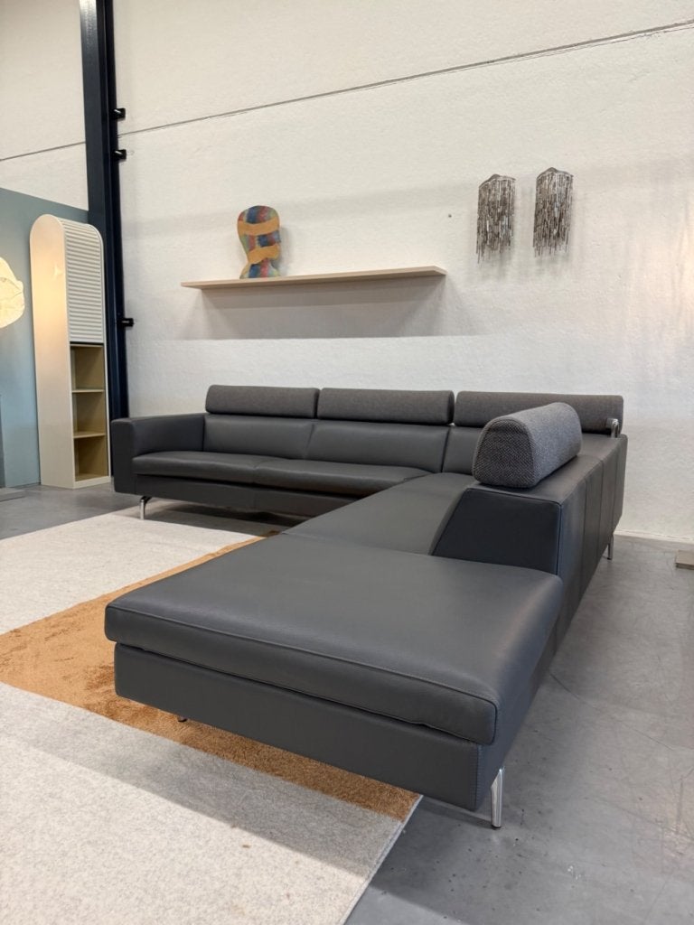 Nieuw Leolux Horatio Hoekbank Grijs leer Design Bank 290x280, 250 tot 300 cm, Leolux, Info@leolux.nl, Hoekbank