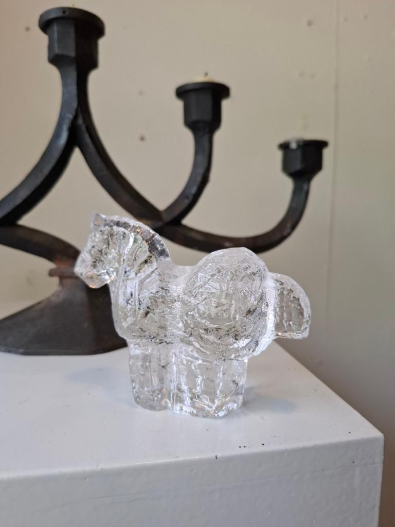 Vintage glas paard Pukeberg Sweden retro design, Ophalen, Zo goed als nieuw, Scandinavisch, Glas