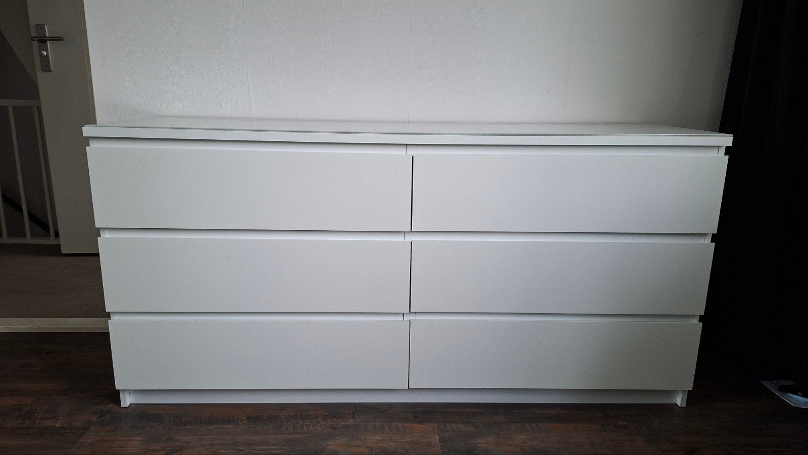 Ikea MALM kast 6 lades met glasplaat- wit, Ophalen, 5 laden of meer, 150 tot 200 cm, Zo goed als nieuw