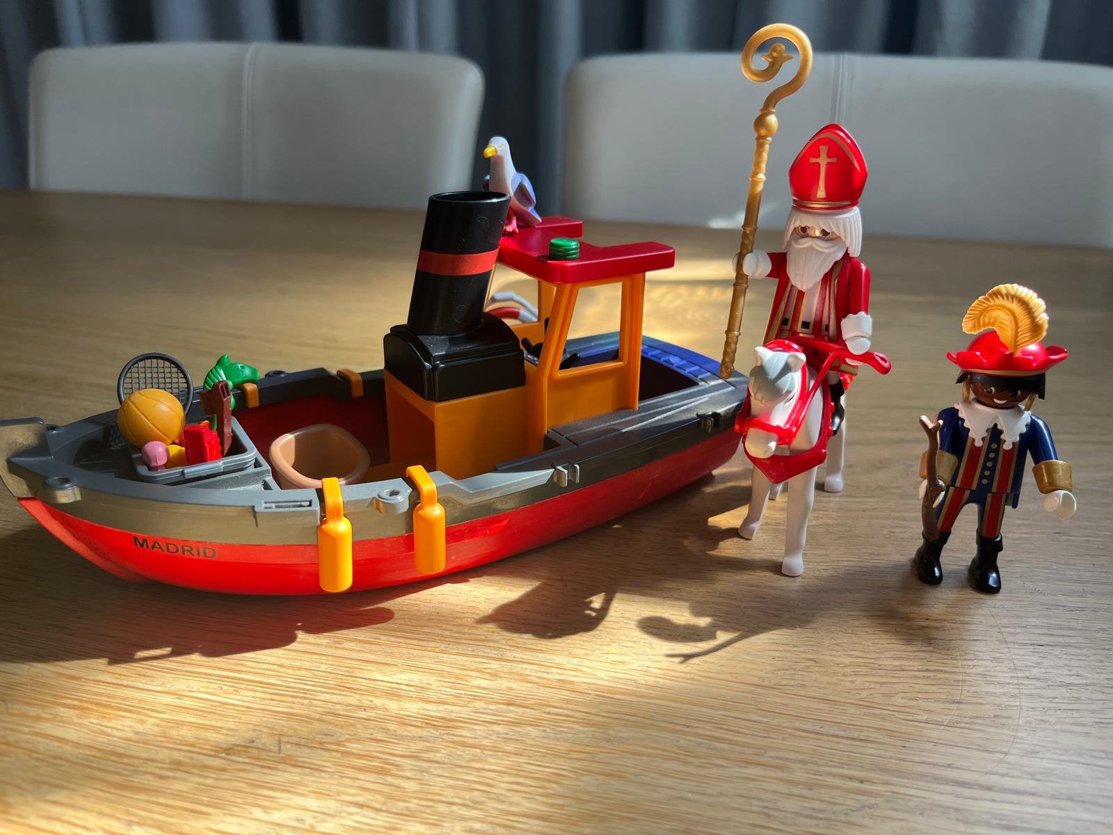 Playmobil stoomboot van sint en piet 5206, Gebruikt, Complete set, Ophalen of Verzenden, Boot/Schip