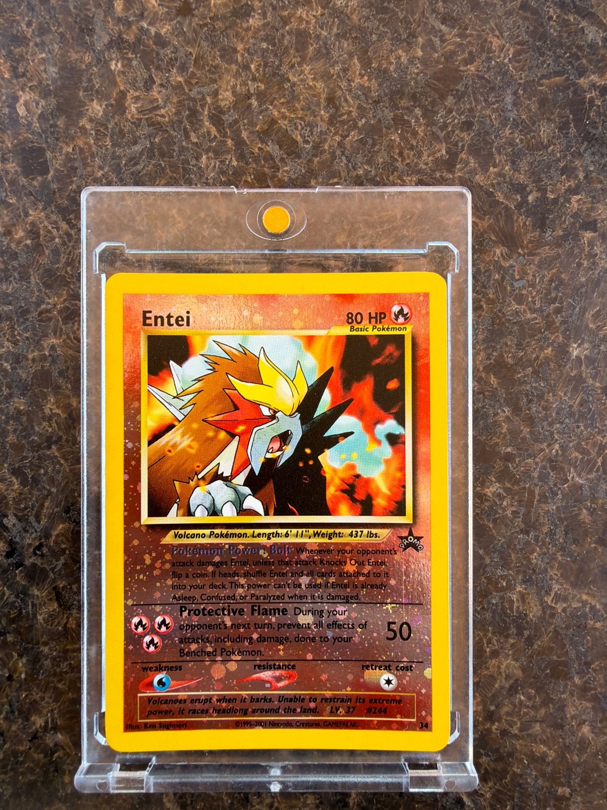Pokémon Entei Holo Rare Neo Revelation 2001, Ophalen of Verzenden, Zo goed als nieuw, Losse kaart, Foil