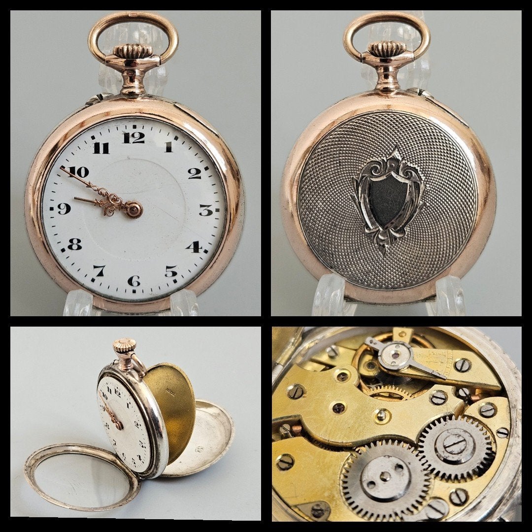 Antiek zilver,  deels verguld dames zakhorloge., Ophalen of Verzenden, Zilver