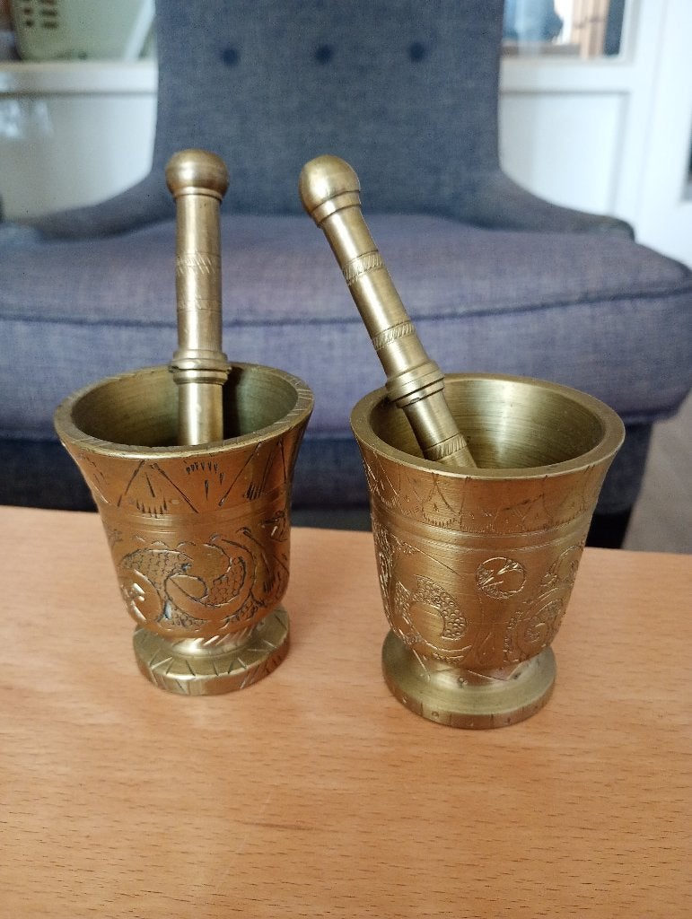 Massieve koperen bekers met stamper, Ophalen of Verzenden