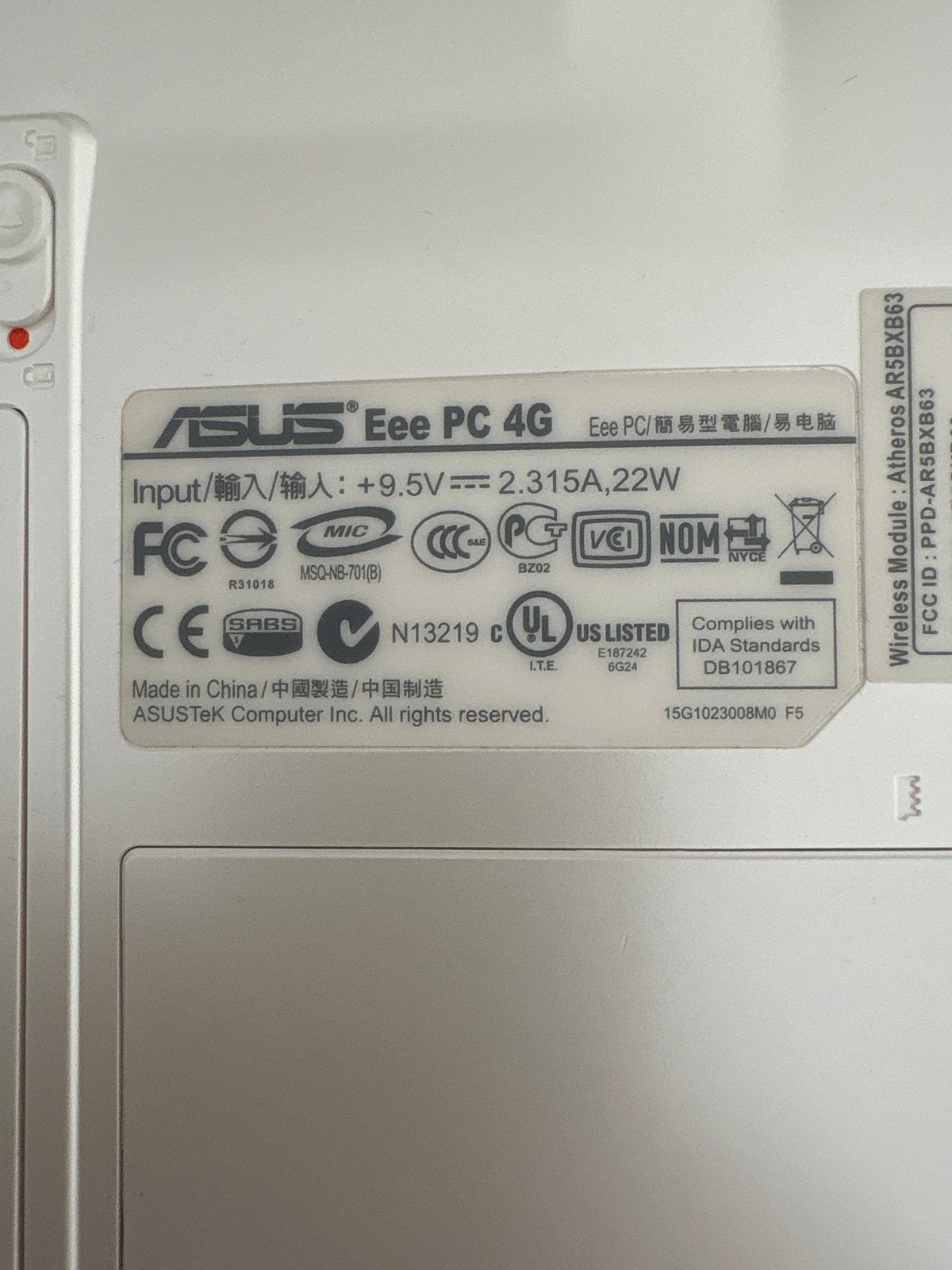 ASUS Eee PC 4G - Defect scherm - Voor onderdelen, Computers en Software, Windows Laptops, Minder dan 4 GB, Qwerty, Minder dan 2 Ghz