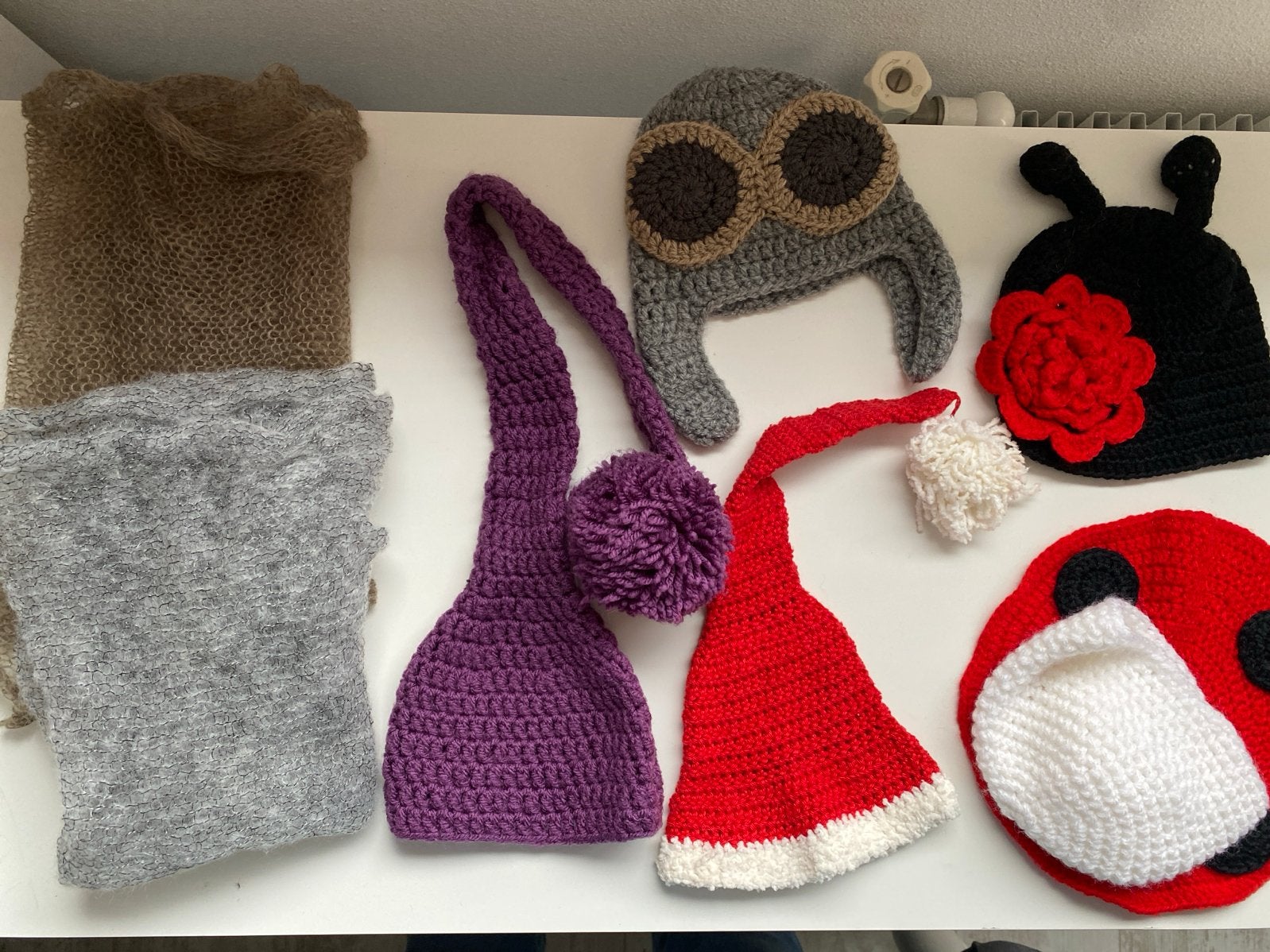 Newborn fotografie props - diverse mutsjes en doeken, Ophalen of Verzenden, Gebruikt