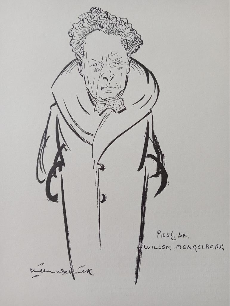 Professor Dr Willem Mengelberg litho 1937, Ophalen of Verzenden, Voor 1940, Gebruikt, Overige onderwerpen