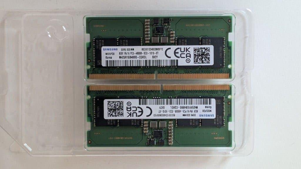 Samsung DDR5 SO-DIMM RAM – 16 GB (2x8 GB) 4800 MHz, Computers en Software, RAM geheugen, Ophalen of Verzenden, Zo goed als nieuw