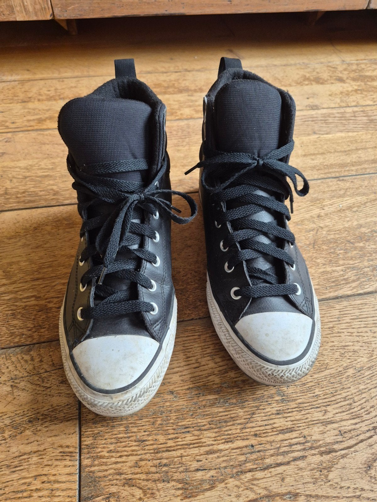 Converse All Stars, leather & canvas, zwart, ZGAN mt 44,5, Ophalen, Zo goed als nieuw, Zwart, Converse