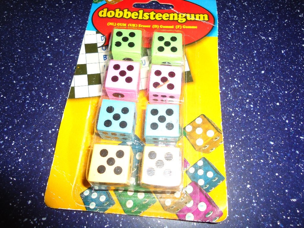 gum  model dobbelsteen 8 stuks op kaartje, Ophalen of Verzenden, Nieuw, Overige typen