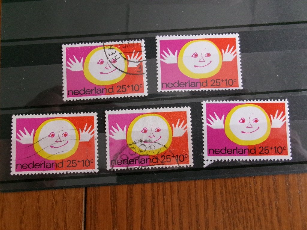 1971 - 5 kinderzegels 25 + 10 ct (727d), Postzegels en Munten, Postzegels | Nederland, Verzenden, Gestempeld