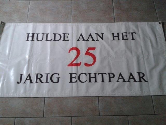 spandoek 25 jaar getrouwd te huur, Ophalen, Zo goed als nieuw, Geboorte of Huwelijk