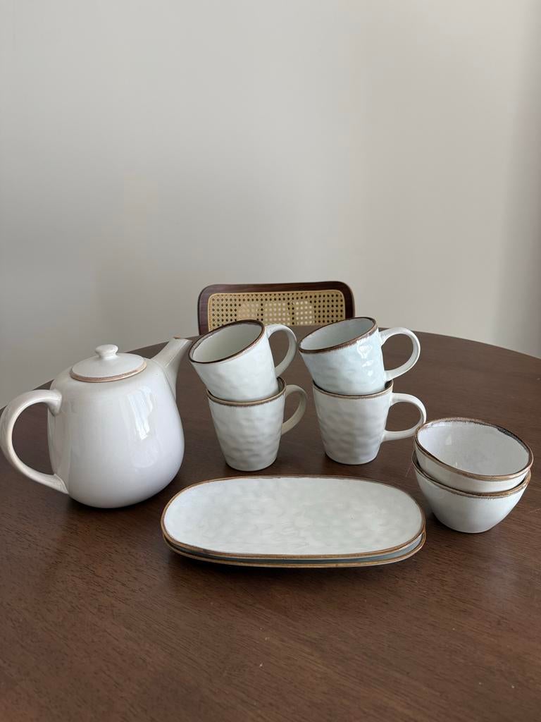 Xenos theeset van keramiek, Huis en Inrichting, Keuken | Servies, Ophalen, Keramiek, Zo goed als nieuw, Effen