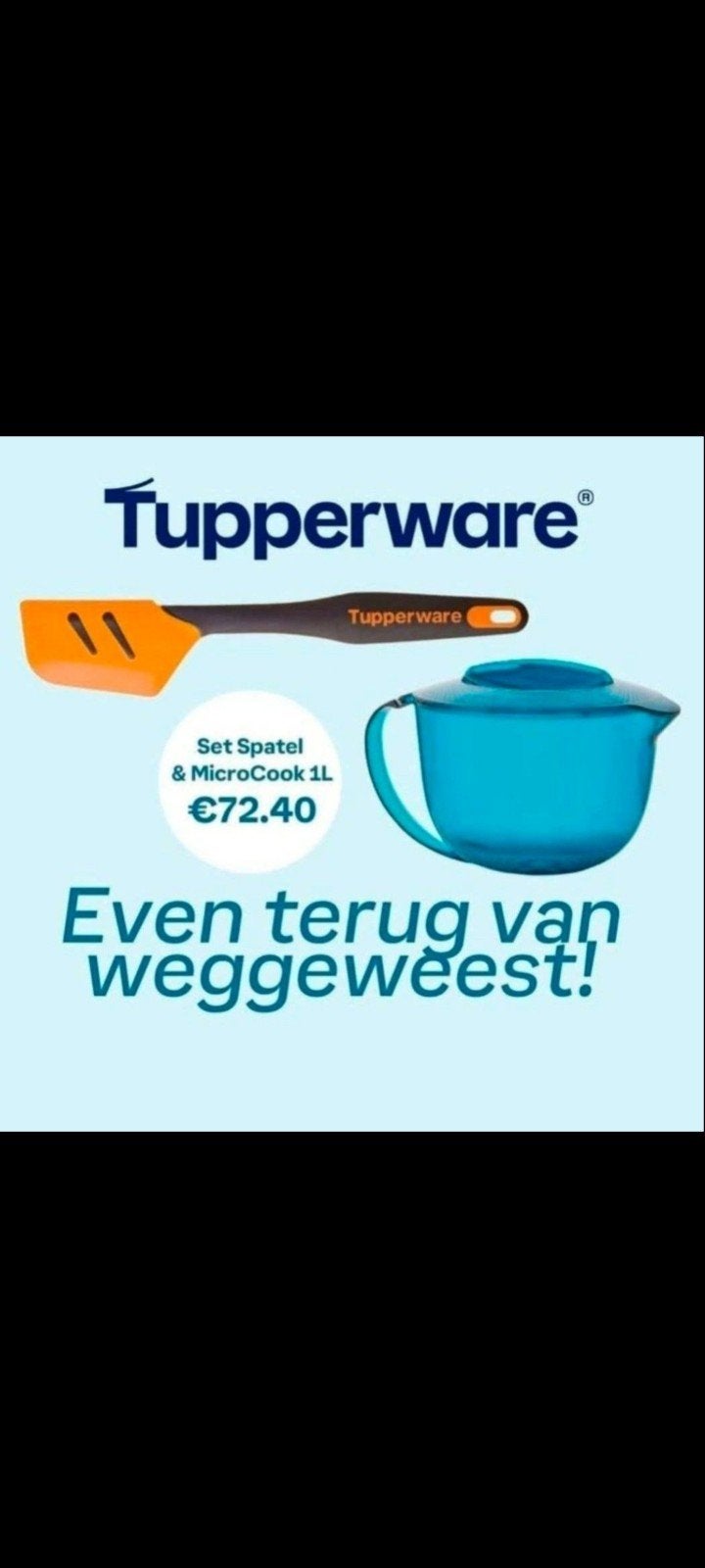 Nieuwe Tupperware MicroCook 1L en Spatel Set, Blauw, Overige typen, Nieuw, Ophalen of Verzenden