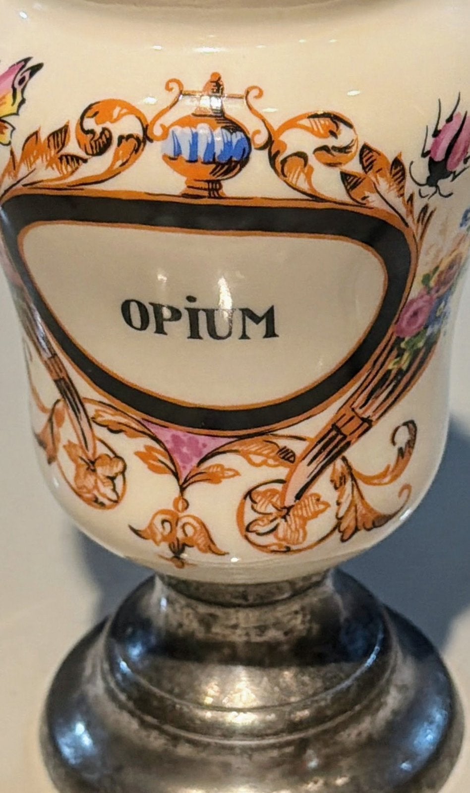 Antieke Opium Pot met Tinnen Deksel en Voet, Antiek en Kunst, Ophalen of Verzenden