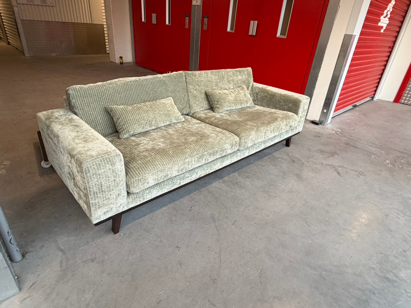NOUS Living Torino 3-zitsbank Groene Ribstof gratis Bezorgin, Ophalen of Verzenden, Zo goed als nieuw, 75 tot 100 cm, Stof