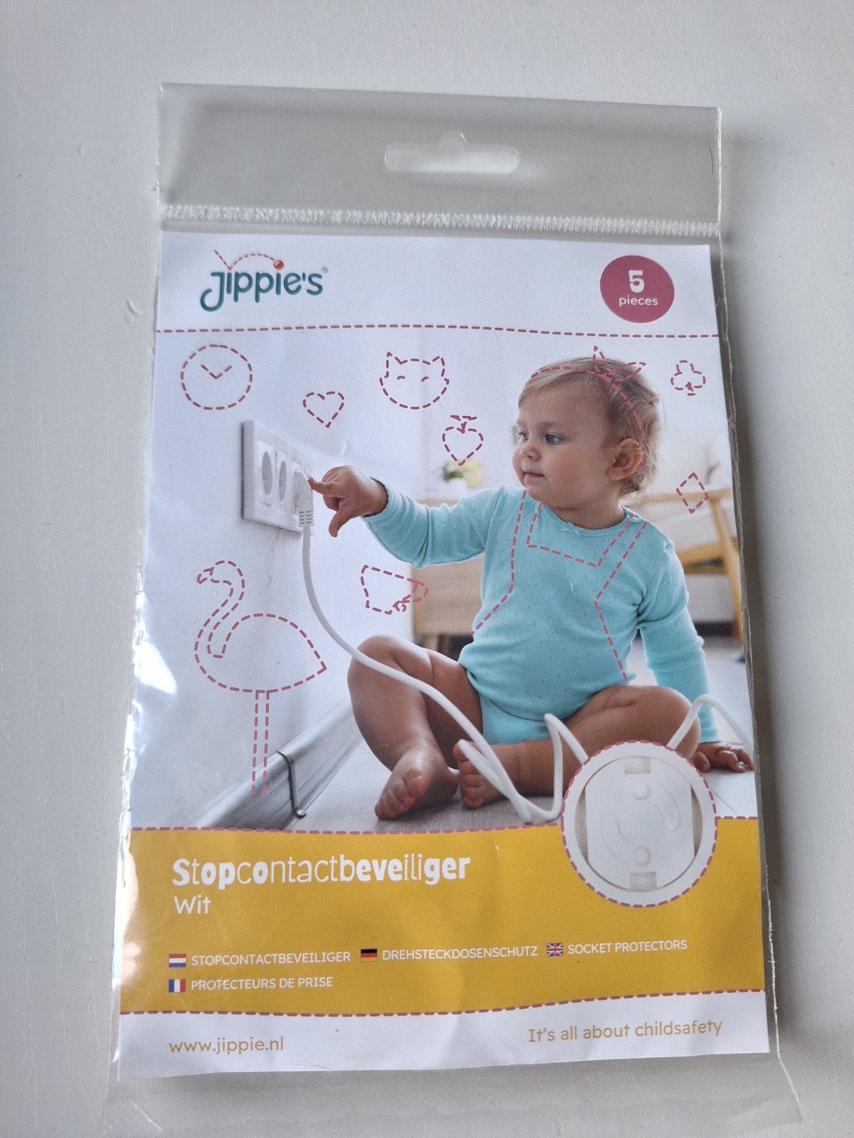 Jippie's Stopcontactbeveiligers - 5 stuks wit, Ophalen of Verzenden, Nieuw