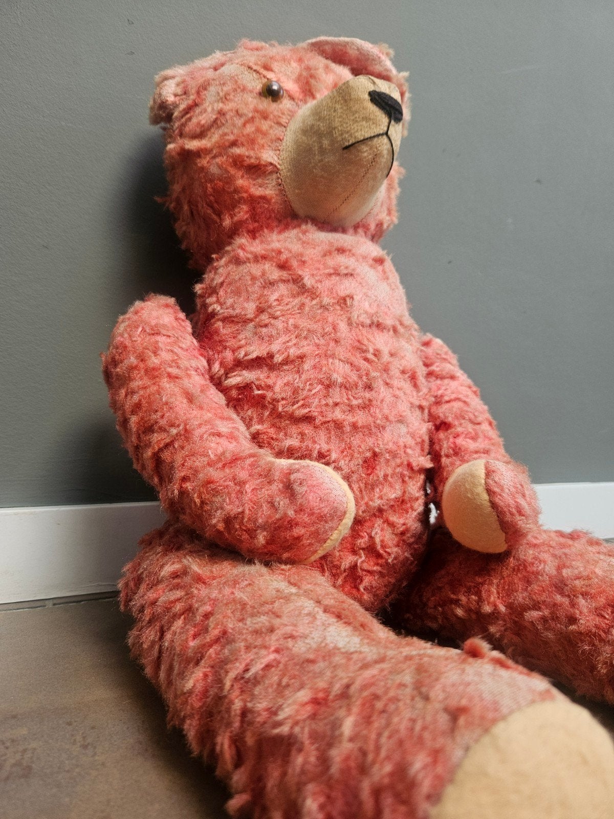 Vintage Teddybeer Rose Mohair Jaren 30-50, Verzamelen, Beren en Cherished Teddies, Ophalen of Verzenden, Gebruikt, Stoffen beer