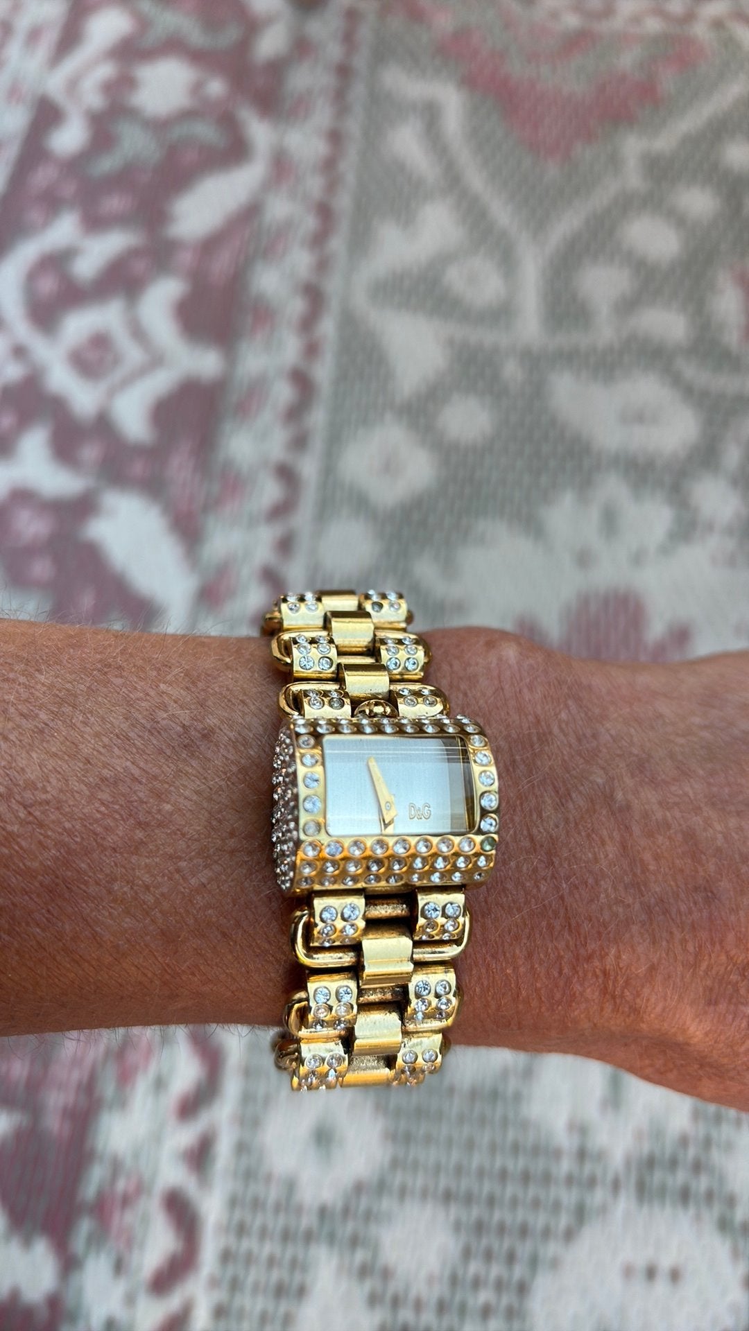 Vintage D&G Dolce & Gabbana Horloge - Goud met Kristallen, Sieraden, Tassen en Uiterlijk, Horloges | Dames, Staal, Gebruikt, Staal