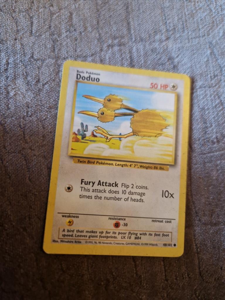Doduo Pokémon kaart (Base Set, 1999), Ophalen of Verzenden, Gebruikt, Losse kaart