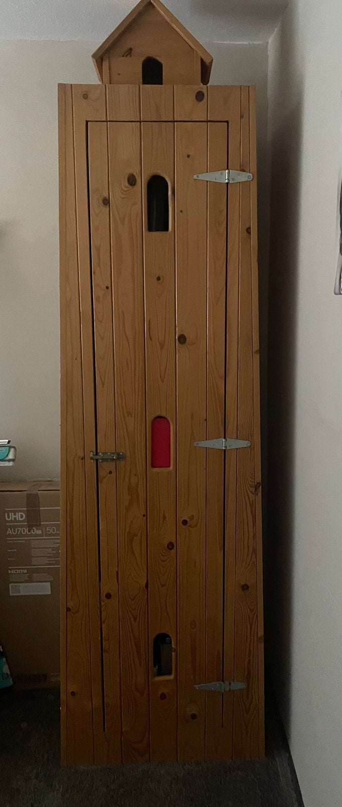Orginele vuurtoren kast 230 hoog. 53cm diep en breed66 cm, Ophalen of Verzenden, Gebruikt, Design