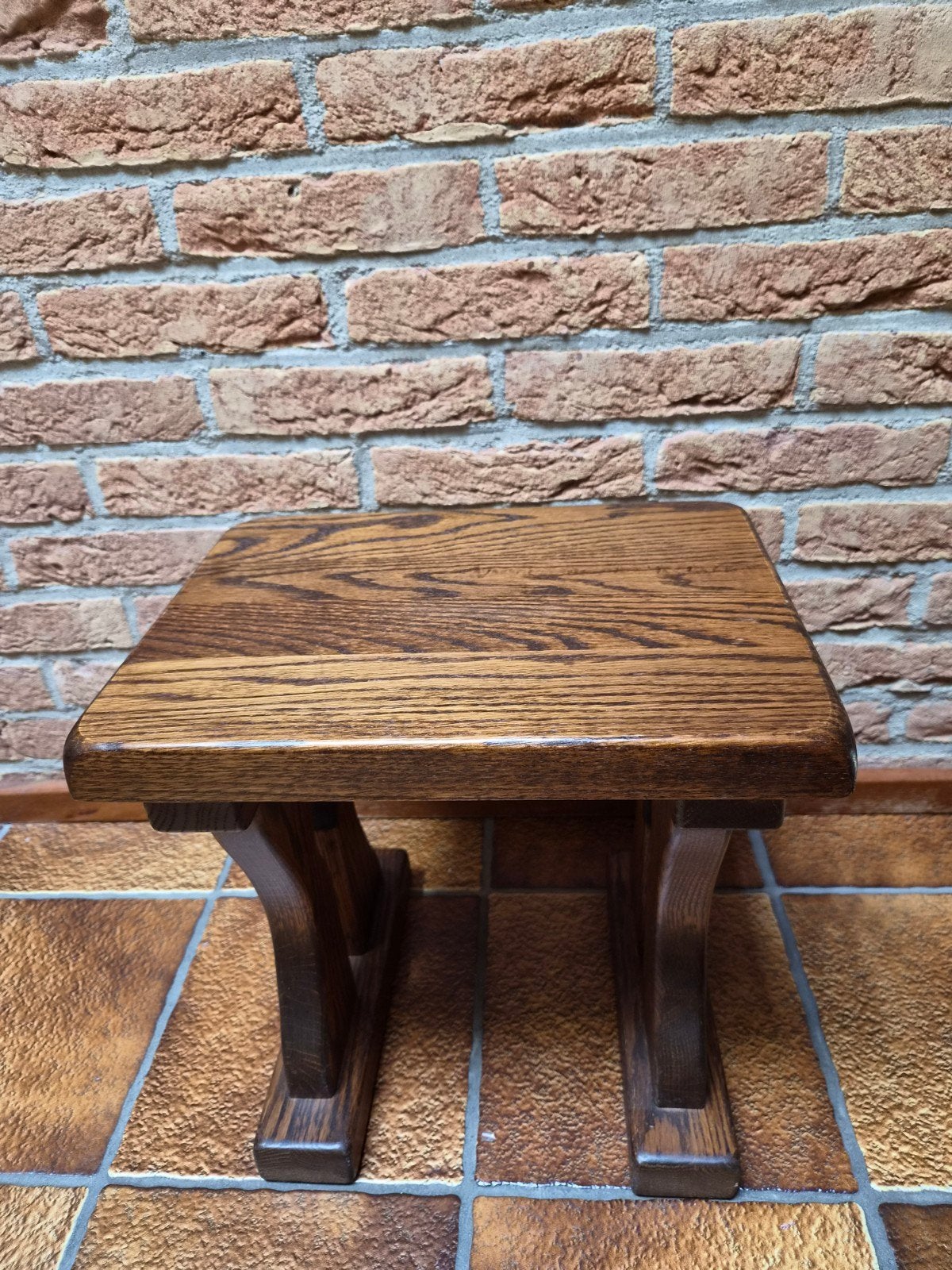 Set van 2 massief eiken bijzettafeltjes/plantentafeltjes, Huis en Inrichting, Minder dan 45 cm, Minder dan 55 cm, Gebruikt, Ophalen of Verzenden