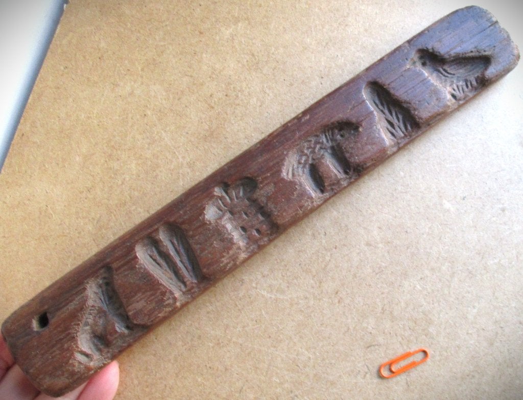 Speculaasplank~Antieke houten koekjesvorm met dierenmotieven, Ophalen of Verzenden