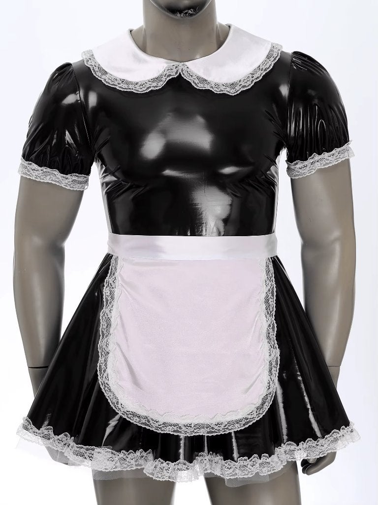 Zwarte kunstleren heren sissy jurk, Verzenden, Nieuw