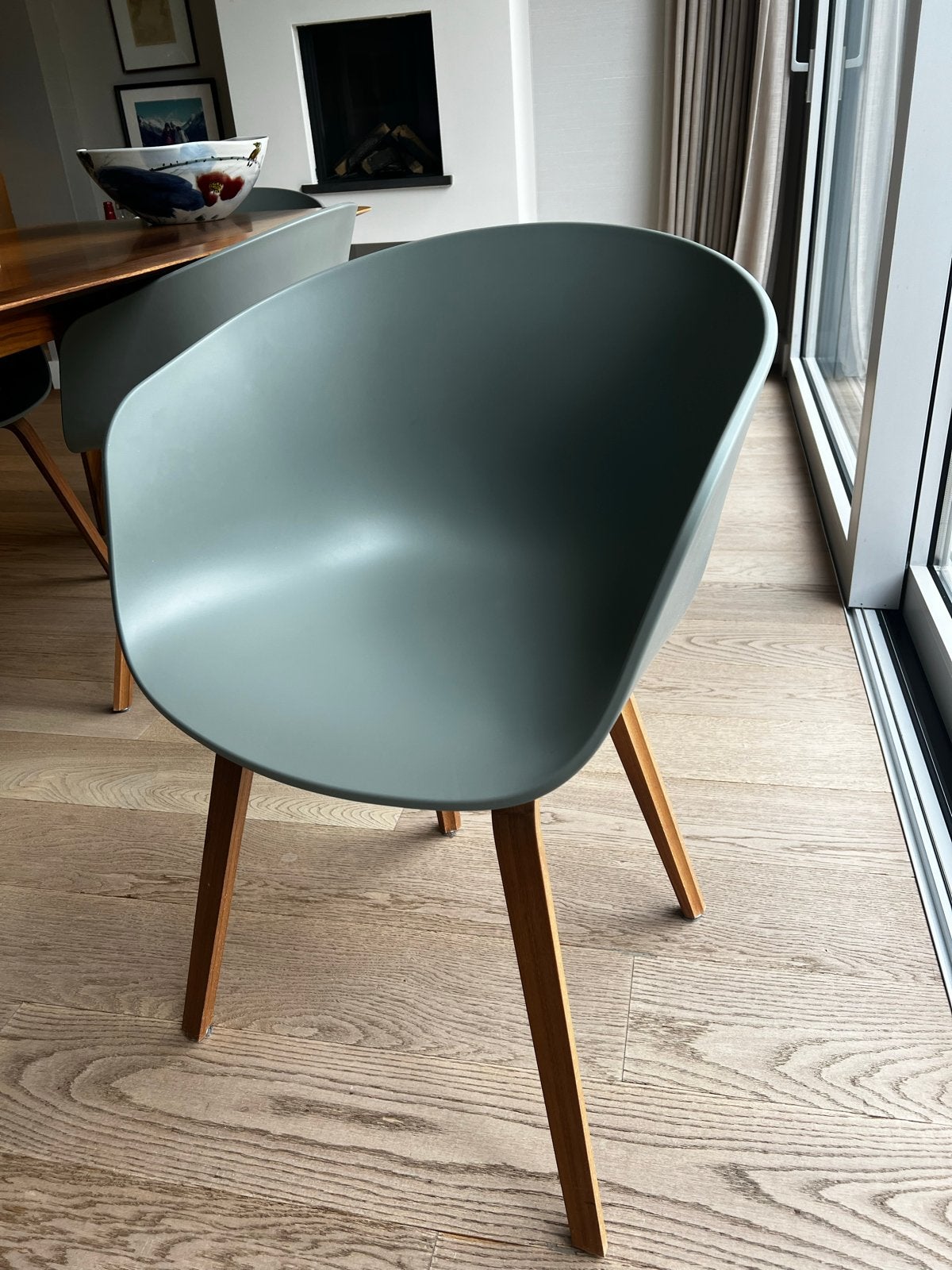 HAY AAC22 Stoel 6 stuks - Groen met Walnoot Onderstel, Overige kleuren, Zo goed als nieuw, Vijf, Zes of meer stoelen, Ophalen