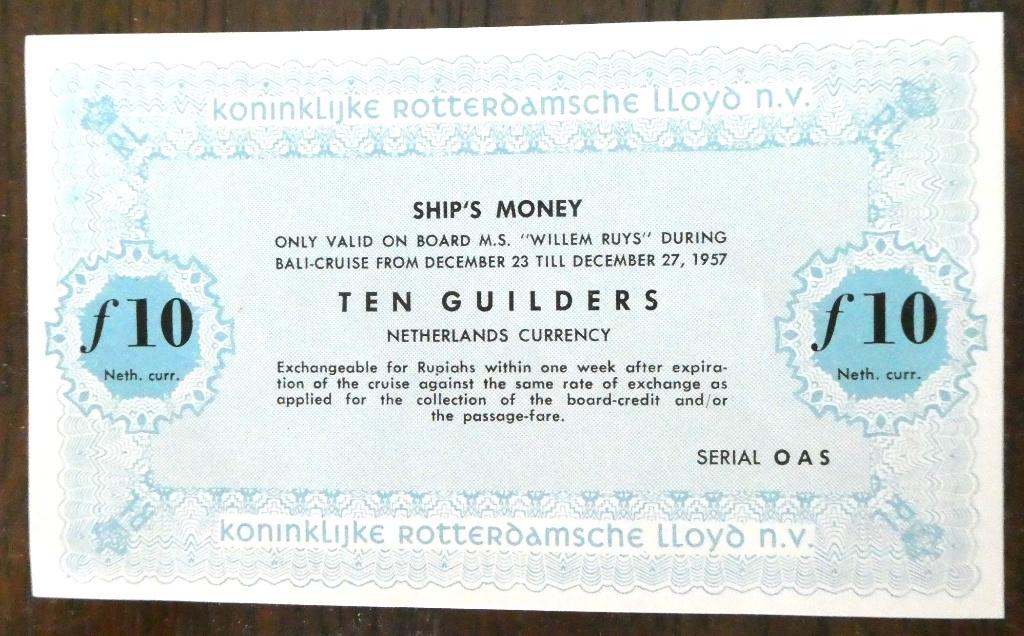 Scheepvaart / bankbiljetten / Rotterdamsche lloyd 10 gulden, Verzamelen, Verzenden, Zo goed als nieuw, Motorboot, Overige typen