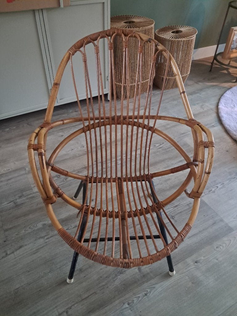 Rotan stoeltje, Huis en Inrichting, Ophalen, Gebruikt, Bruin, Riet of Rotan