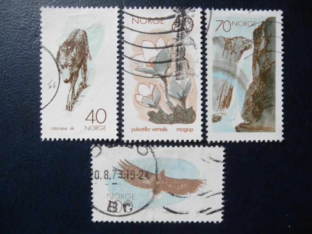 Postzegels Noorwegen 1970 wolven, bloemen vogels - cw. 4,50., Ophalen of Verzenden, Noorwegen, Gestempeld