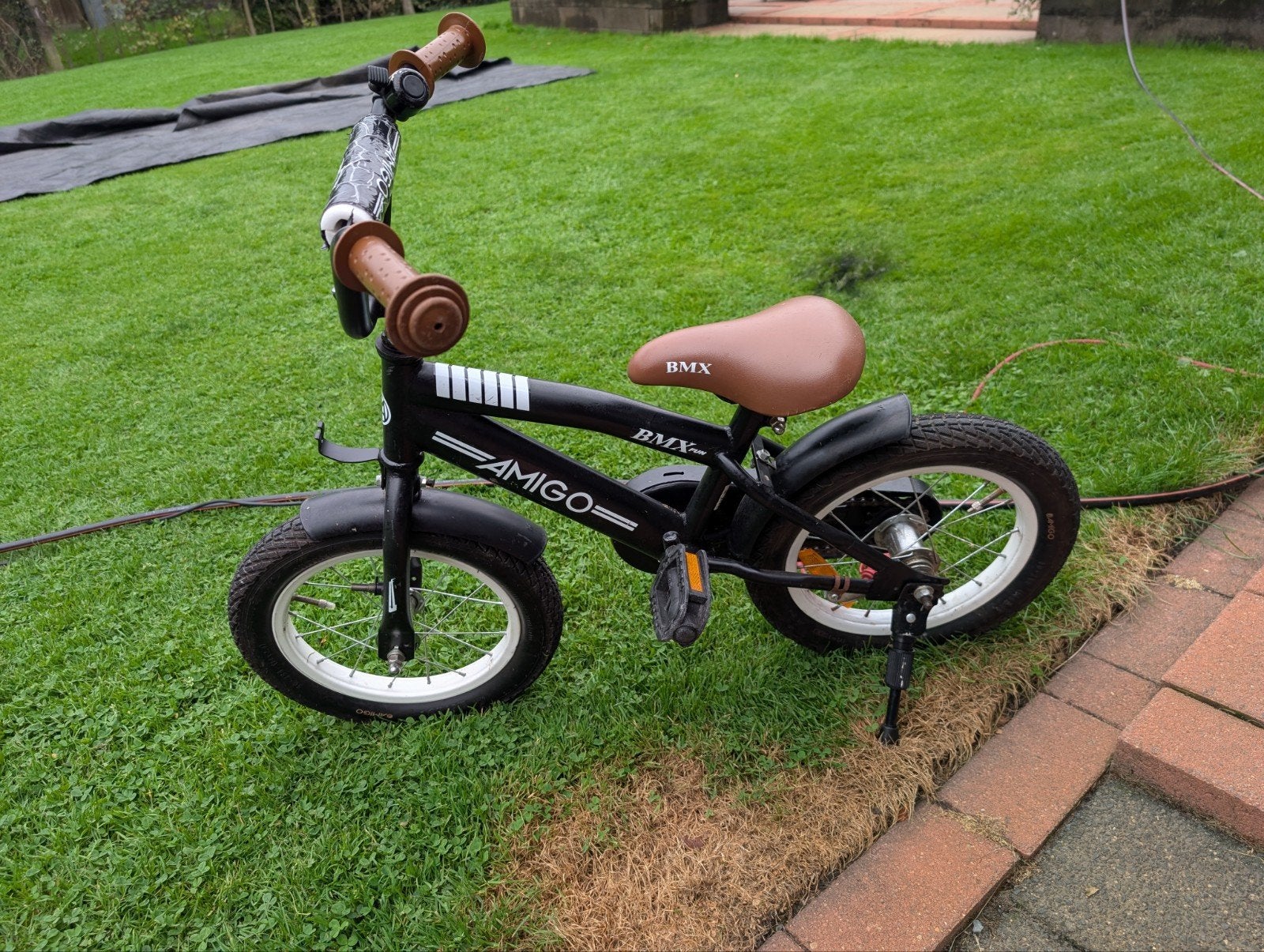 Amigo BMX kinderfiets - Zwart met bruine accenten, Ophalen, Terugtraprem, Gebruikt, Staal