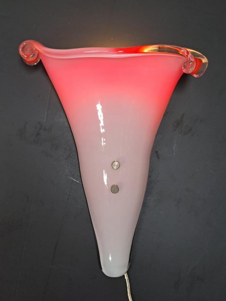 Vintage Steinhauer glazen wandlamp - rood/wit, Ophalen of Verzenden