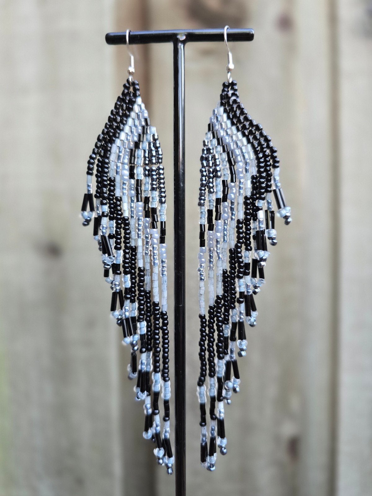 Bohemian oorbellen Ibiza style Boho zwart/grijs/zilver, Overige materialen, Hangers, Zwart, Nieuw