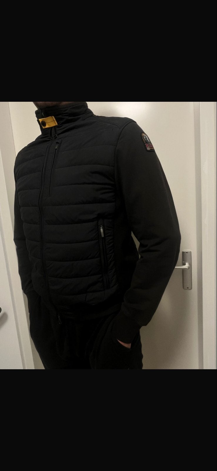 Parajumpers PJS Fleece & Puffer Jas Zwart Maat L, Kleding | Heren, Jassen | Winter, Ophalen of Verzenden, Zo goed als nieuw, Maat 52/54 (L)