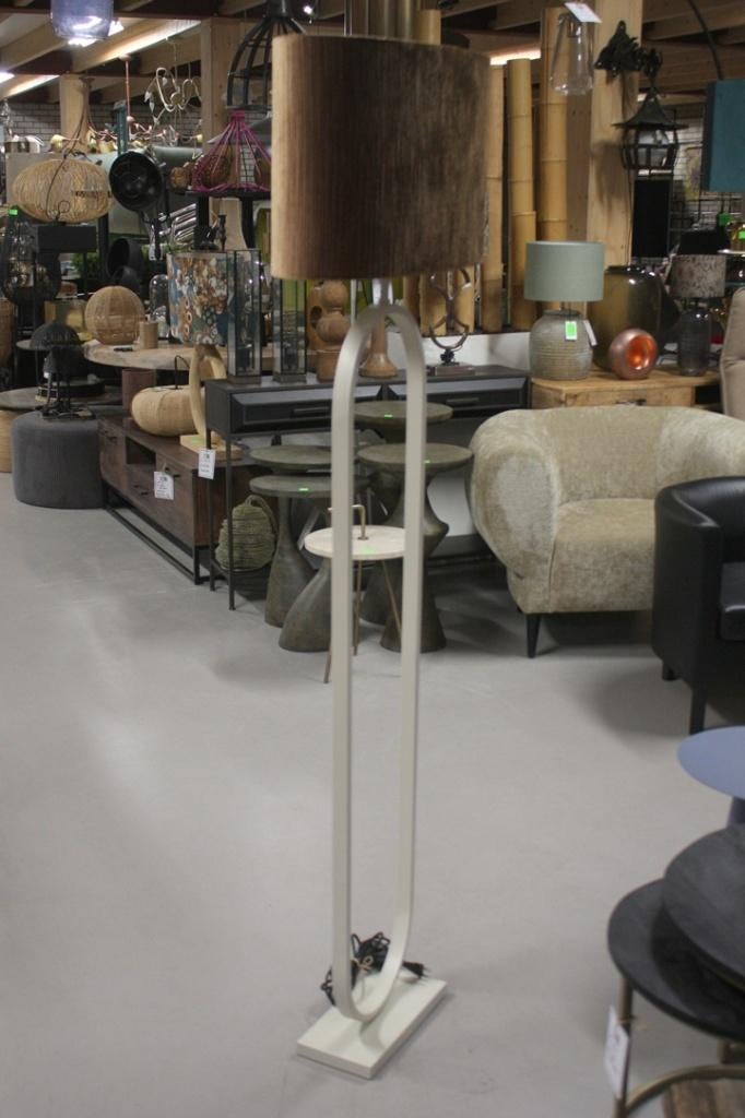 Sfeervolle vloerlamp Jamiri & Flair ovaal stof creme bruin, Ophalen, Zo goed als nieuw, Stof, 150 tot 200 cm