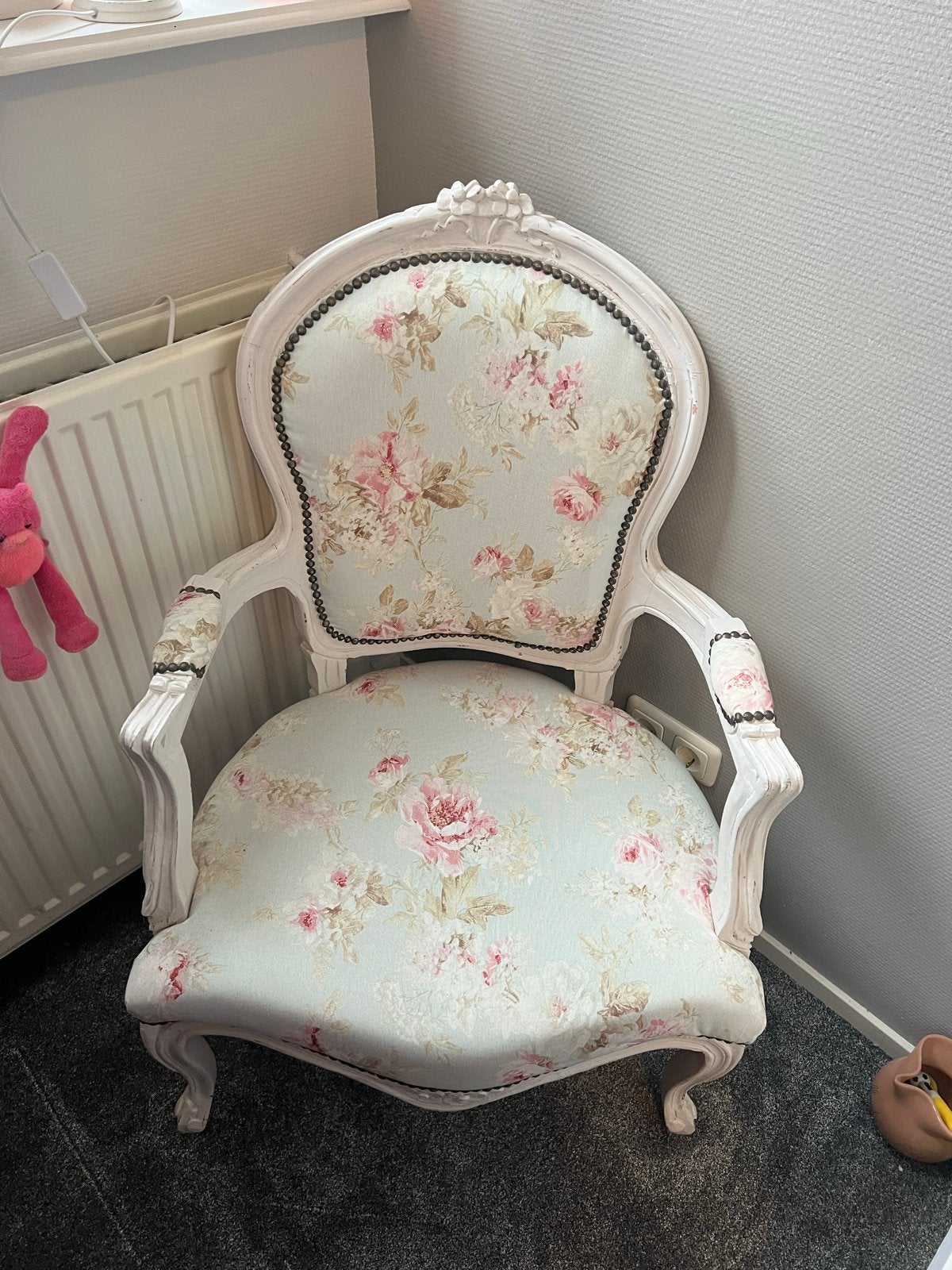 Vintage fauteuil barok stoel met bloemenprint, Ophalen of Verzenden