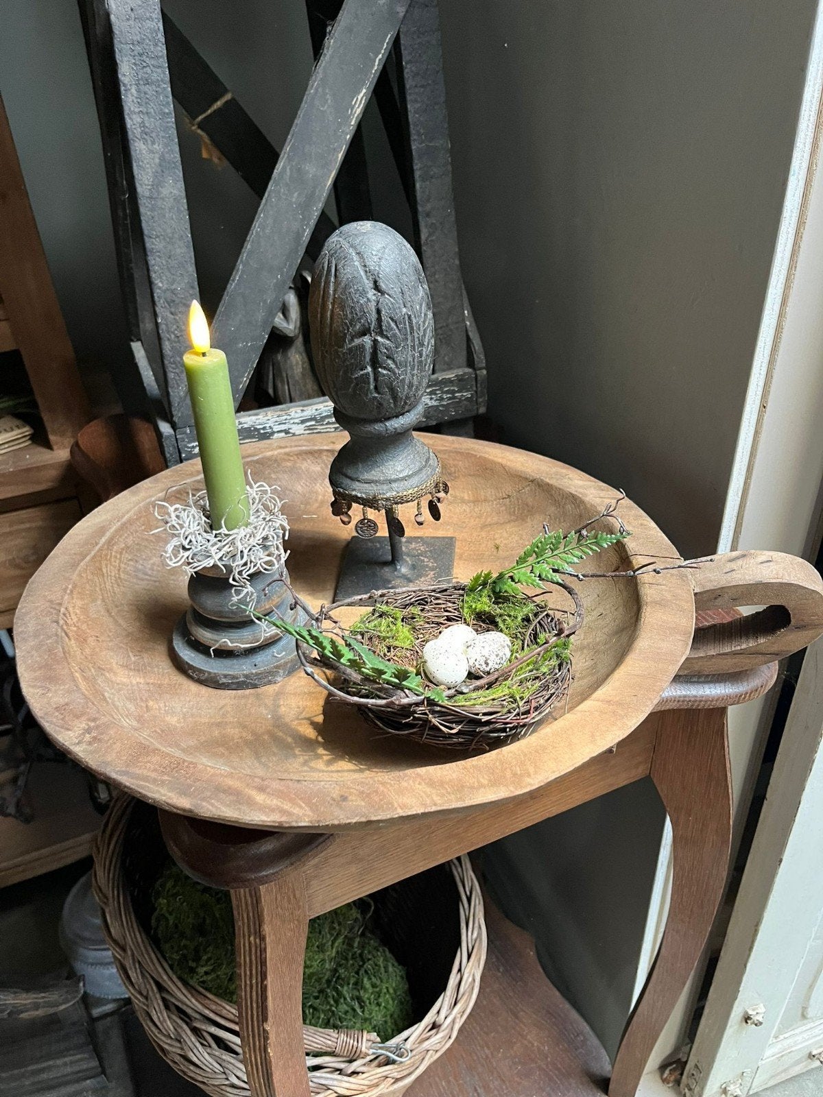 Set houten schaal met decoratie sober,landelijk, Huis en Inrichting, Woonaccessoires | Overige, Ophalen of Verzenden, X, X, X