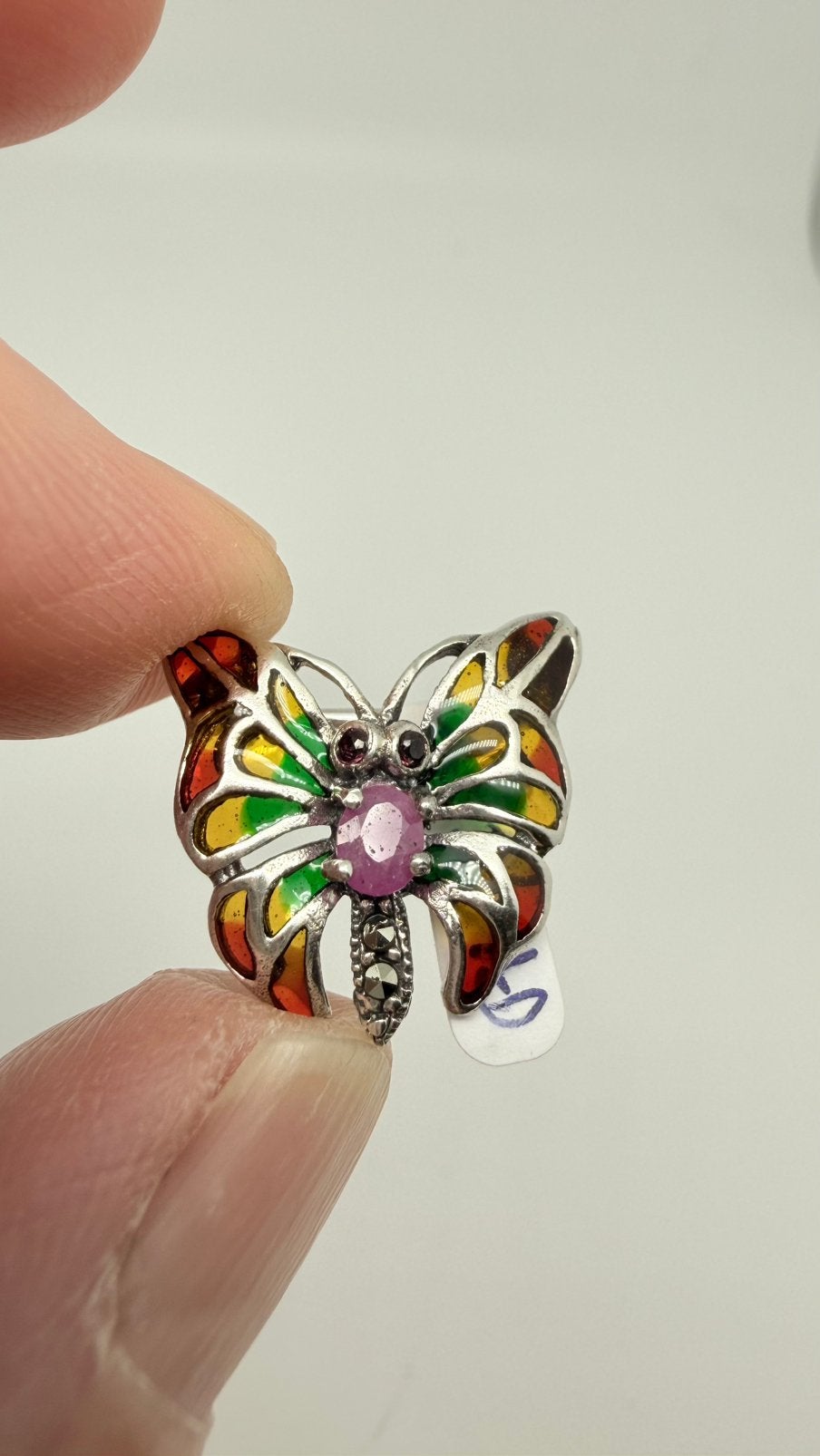 Leuk klein vlinder brochhe net inleg: glasemaille., Sieraden, Tassen en Uiterlijk, Verzenden, Minder dan 4 cm, Nieuw, Met edelsteen