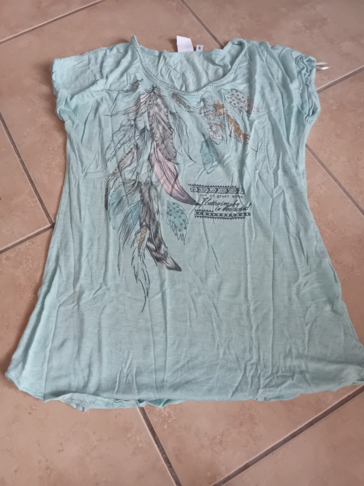 Casual Ladies T-shirt met verenprint, maat S, Kleding | Dames, T-shirts, Ophalen, Blauw, Casual Ladies, Korte mouw