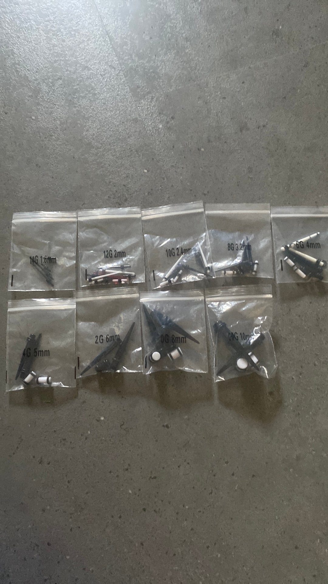 Stretching set worden ook los verkocht 14-00G 30€, Sieraden, Tassen en Uiterlijk, Piercings, Ophalen, Zo goed als nieuw, Overige materialen