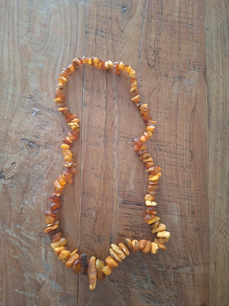 Mooie barnsteen ketting, natuurlijke onbewerkte stenen, Sieraden, Tassen en Uiterlijk, Kettingen, Oranje, Ophalen of Verzenden