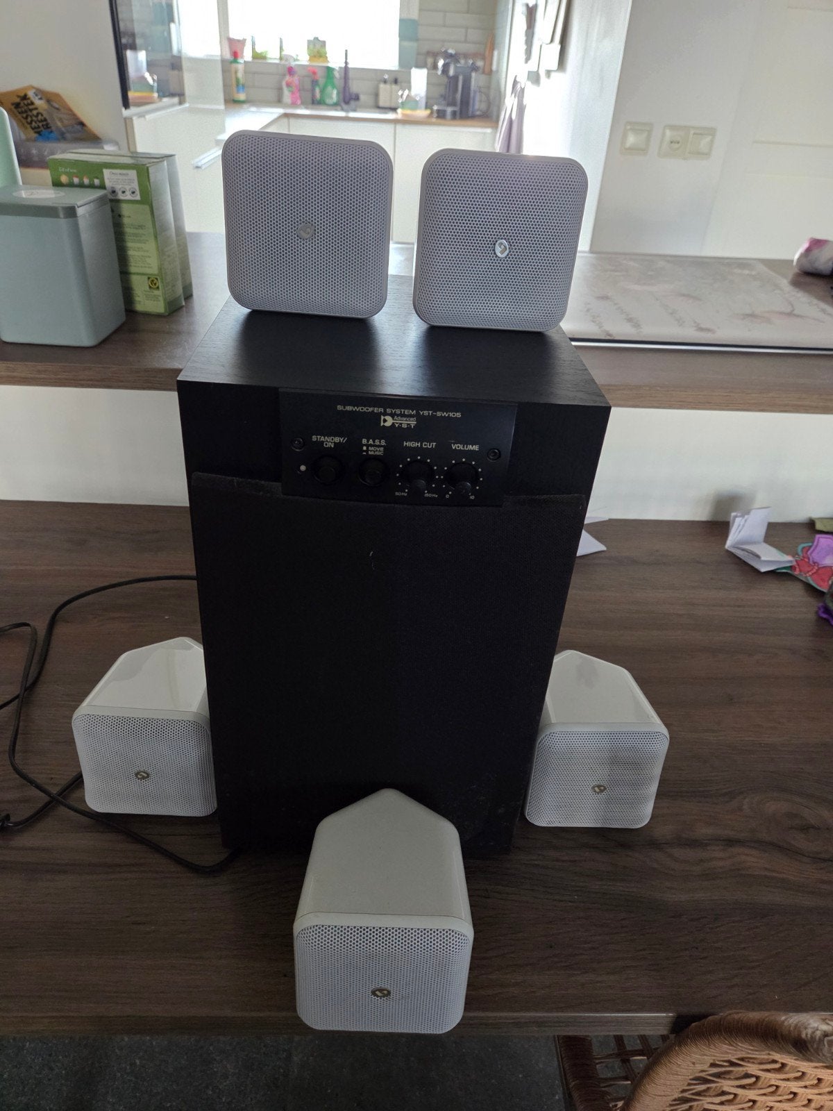 boston acoustics soudnware 5.0 set plus yamaha sw105, Ophalen, Gebruikt, Speakerset, Yamaha