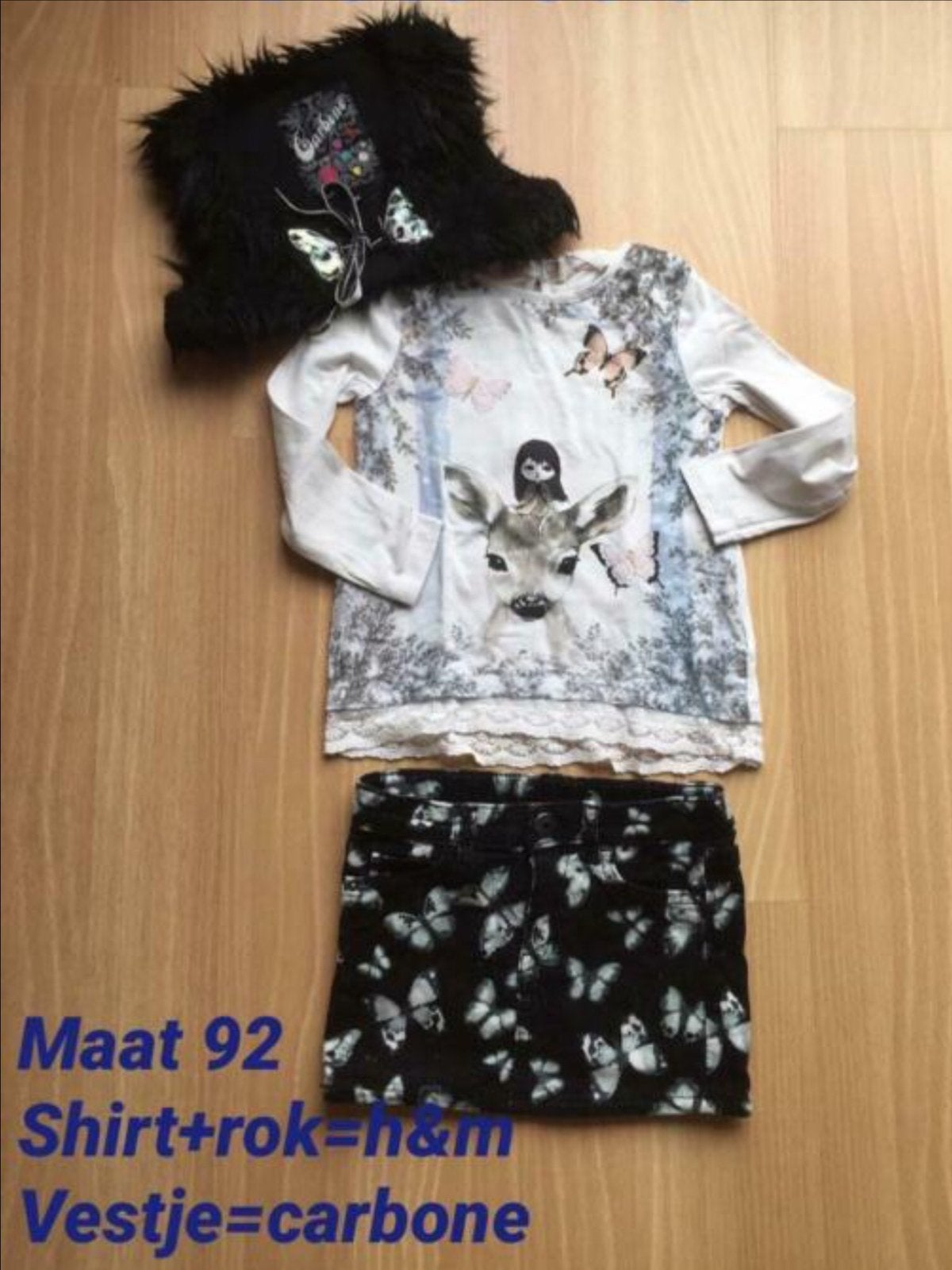 H&m set meisje maat 92 rok en longsleeve zgan, Ophalen of Verzenden, Zo goed als nieuw, Meisje, Jurk of Rok