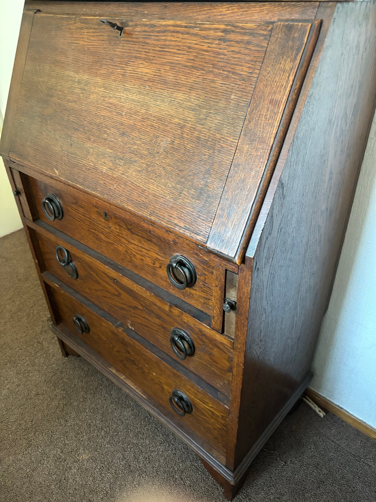 Antiek Eiken Secretaire met Lades, Ophalen